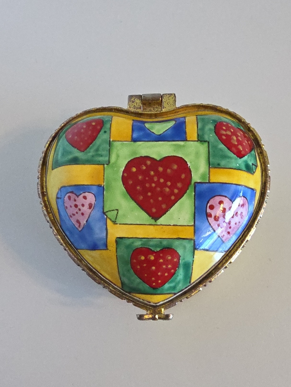Vintage 2005 Kelvin Chen Heart-Shaped Trinket Box Handpainted Numbered